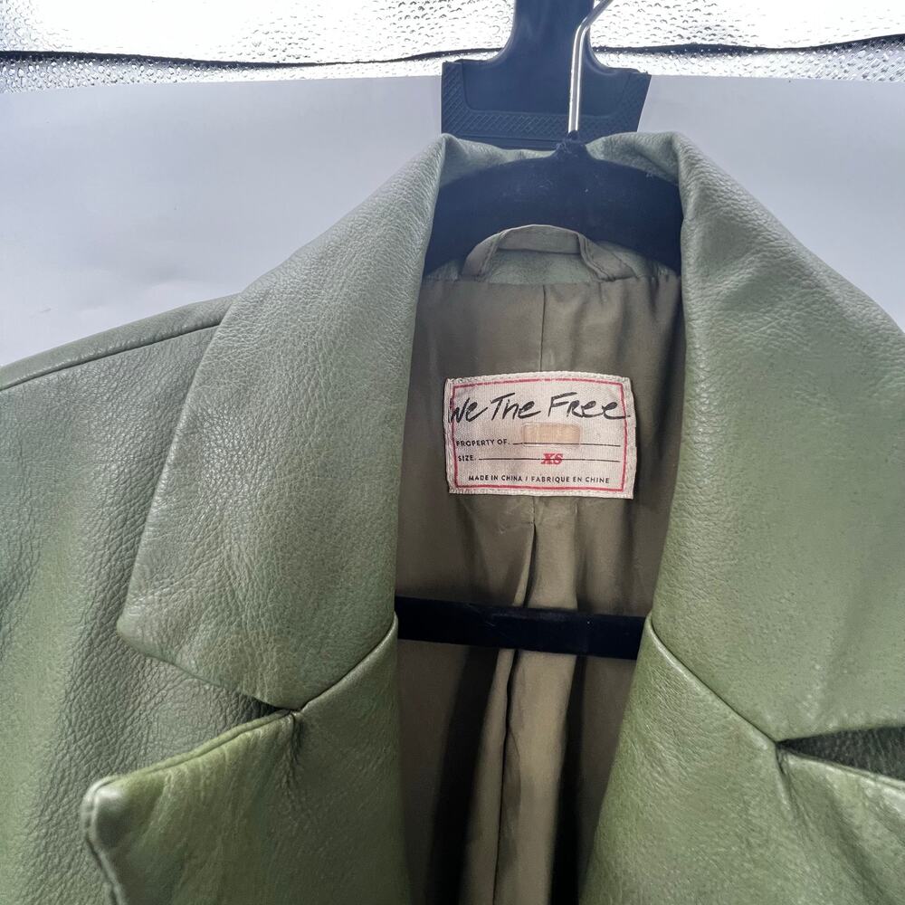 Free People Women's Trinity Faux Leather Trench Coat Long Sleeve Green Size XS - Picture 11 of 13
